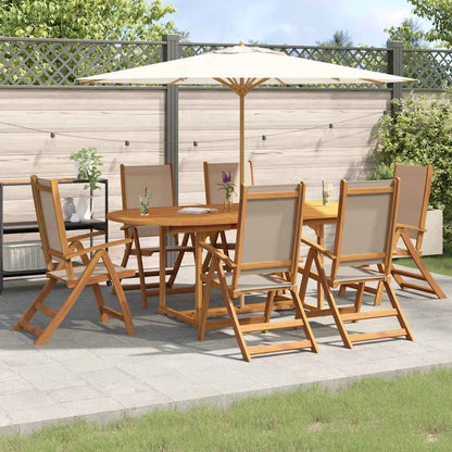 Set Pranzo da Giardino 7pz Legno Massello di Acacia e Textilene | homemem39
