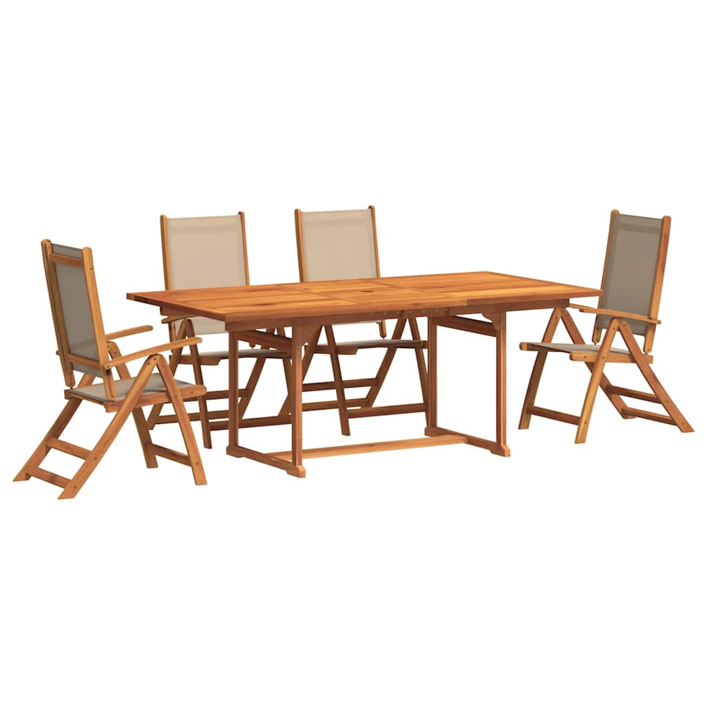 Set Pranzo da Giardino 5pz Legno Massello di Acacia e Textilene | homemem39