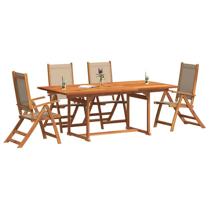 Set Pranzo da Giardino 5pz Legno Massello di Acacia e Textilene | homemem39
