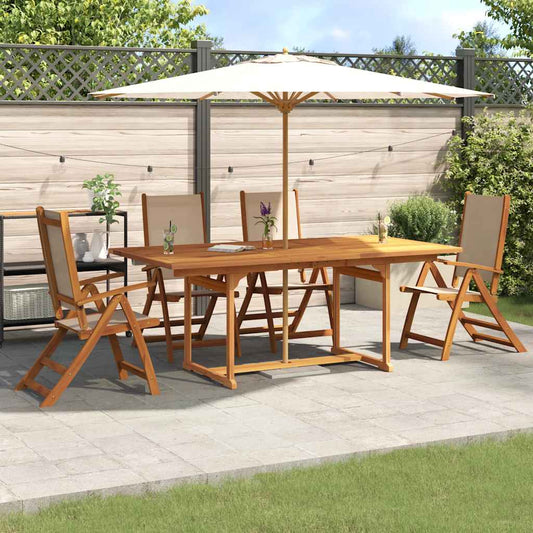 Set Pranzo da Giardino 5pz Legno Massello di Acacia e Textilene | homemem39