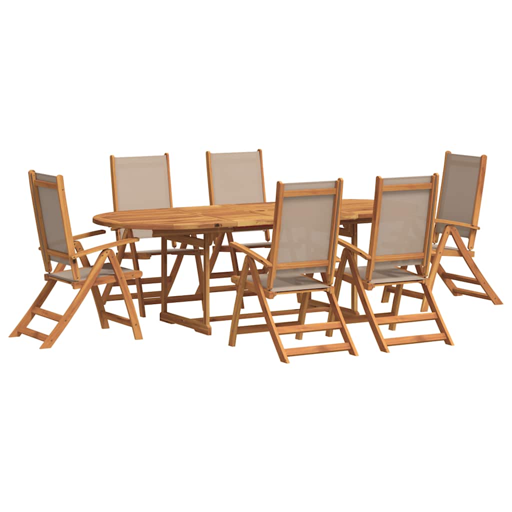 Set Pranzo da Giardino 7pz Legno Massello di Acacia e Textilene | homemem39