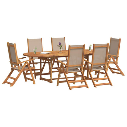 Set Pranzo da Giardino 7pz Legno Massello di Acacia e Textilene | homemem39