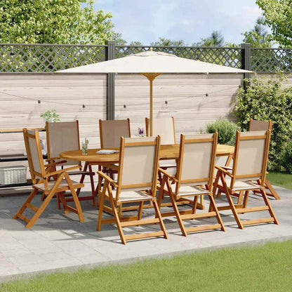 Set Pranzo da Giardino 9pz Legno Massello di Acacia e Textilene | homemem39