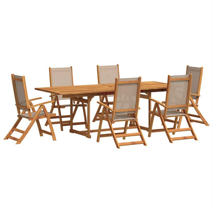 Set Pranzo da Giardino 7pz Legno Massello di Acacia e Textilene | homemem39
