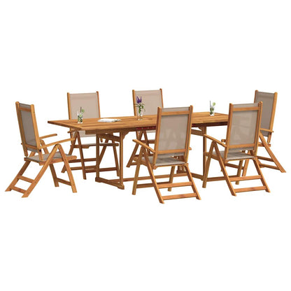 Set Pranzo da Giardino 7pz Legno Massello di Acacia e Textilene | homemem39