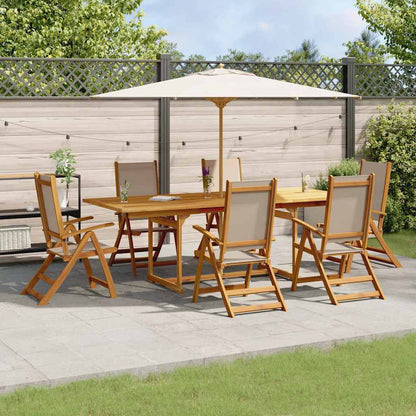 Set Pranzo da Giardino 7pz Legno Massello di Acacia e Textilene | homemem39