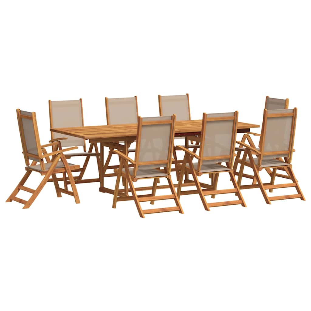 Set Pranzo da Giardino 9pz Legno Massello di Acacia e Textilene | homemem39
