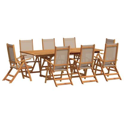 Set Pranzo da Giardino 9pz Legno Massello di Acacia e Textilene | homemem39