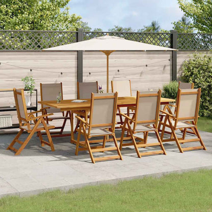 Set Pranzo da Giardino 9pz Legno Massello di Acacia e Textilene | homemem39