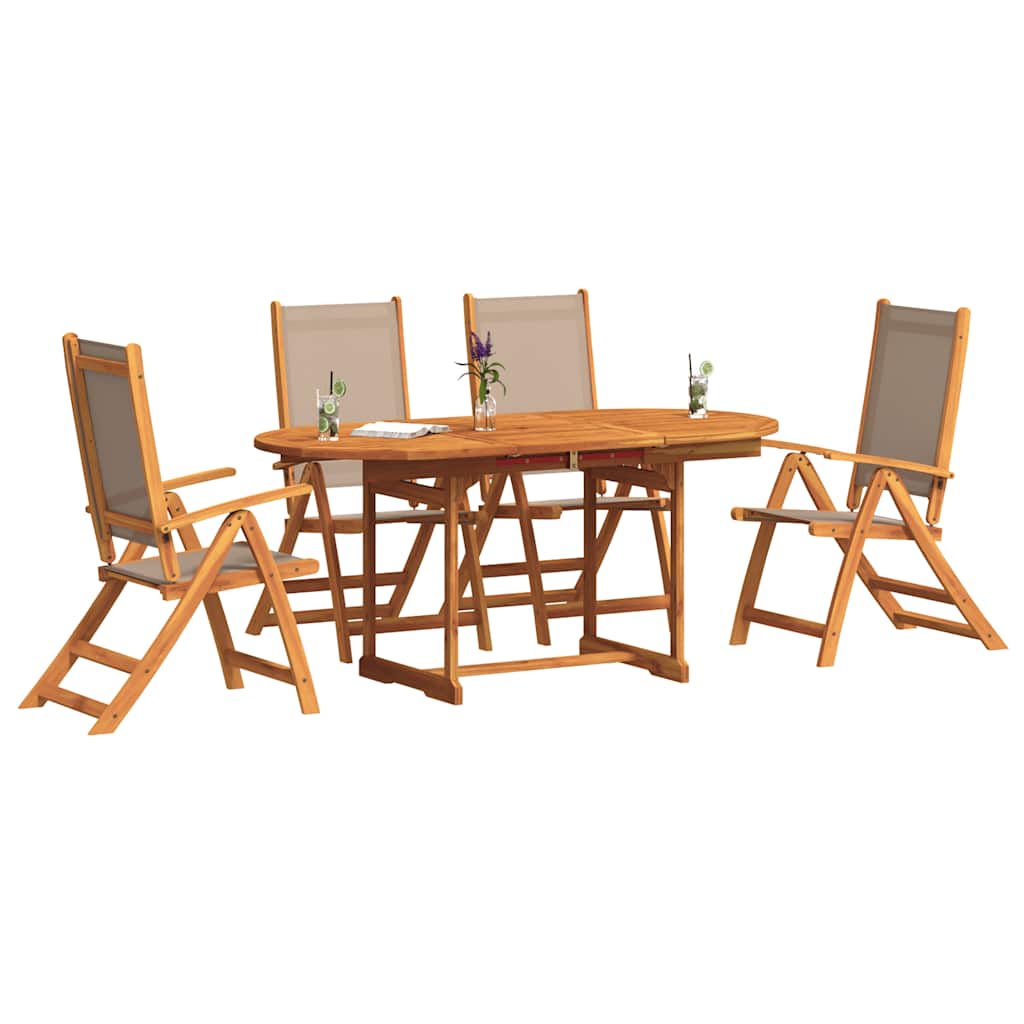 Set Pranzo da Giardino 5pz Legno Massello di Acacia e Textilene | homemem39