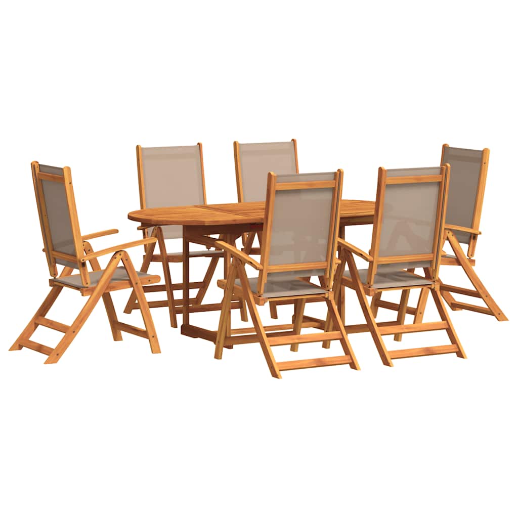 Set Pranzo da Giardino 7pz Legno Massello di Acacia e Textilene | homemem39