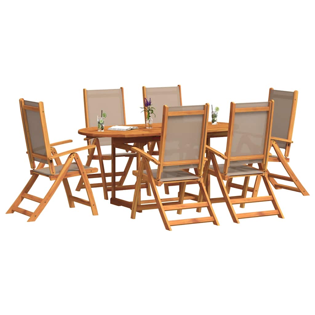 Set Pranzo da Giardino 7pz Legno Massello di Acacia e Textilene | homemem39