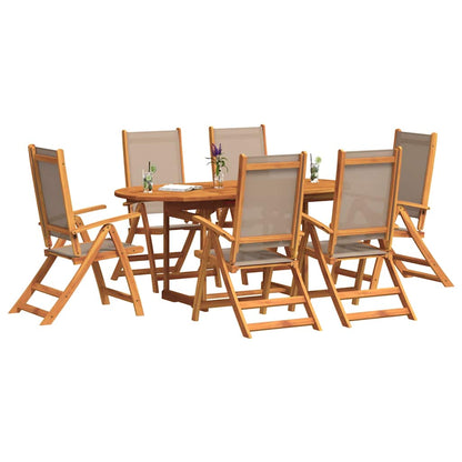 Set Pranzo da Giardino 7pz Legno Massello di Acacia e Textilene | homemem39