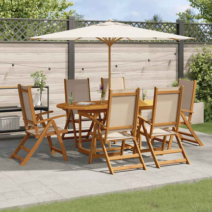 Set Pranzo da Giardino 7pz Legno Massello di Acacia e Textilene | homemem39