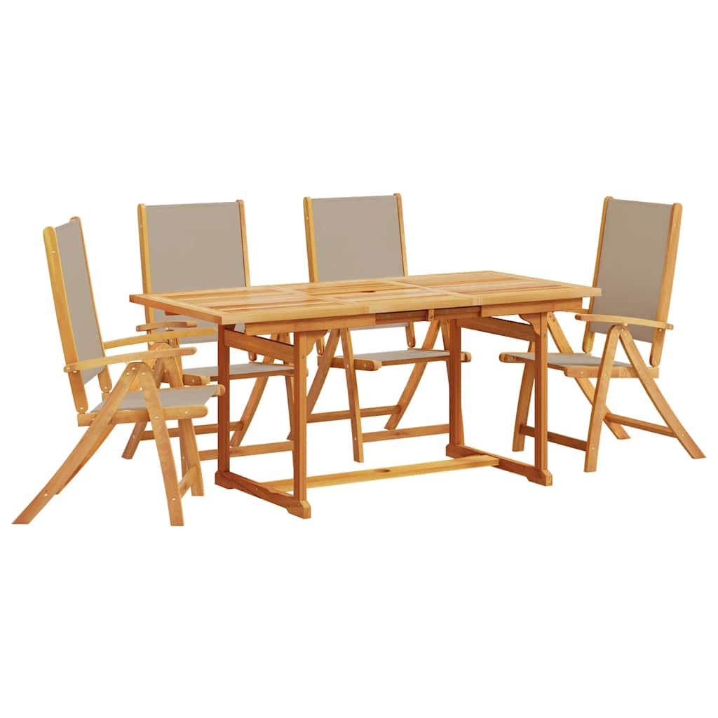 Set Pranzo da Giardino 5pz Legno Massello di Acacia e Textilene | homemem39
