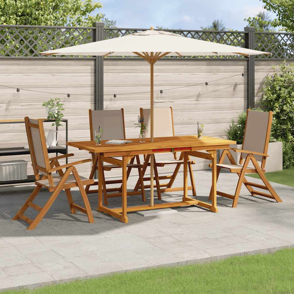 Set Pranzo da Giardino 5pz Legno Massello di Acacia e Textilene | homemem39