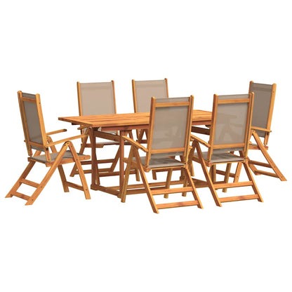 Set Pranzo da Giardino 7pz Legno Massello di Acacia e Textilene | homemem39