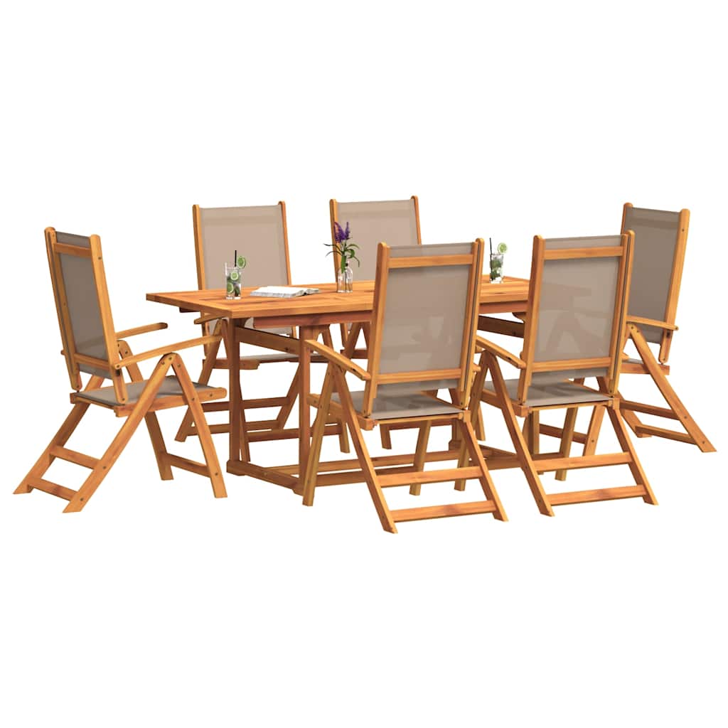 Set Pranzo da Giardino 7pz Legno Massello di Acacia e Textilene | homemem39