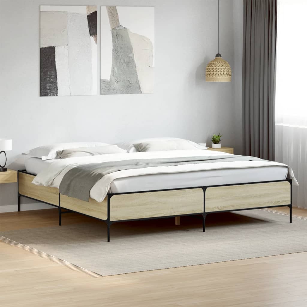Giroletto Rovere Sonoma 200x200 cm Legno Multistrato e Metallo | homemem39