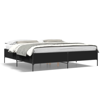 Giroletto Nero 180x200 cm in Legno Multistrato e Metallo | homemem39
