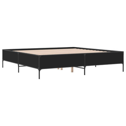 Giroletto Nero 180x200 cm in Legno Multistrato e Metallo | homemem39