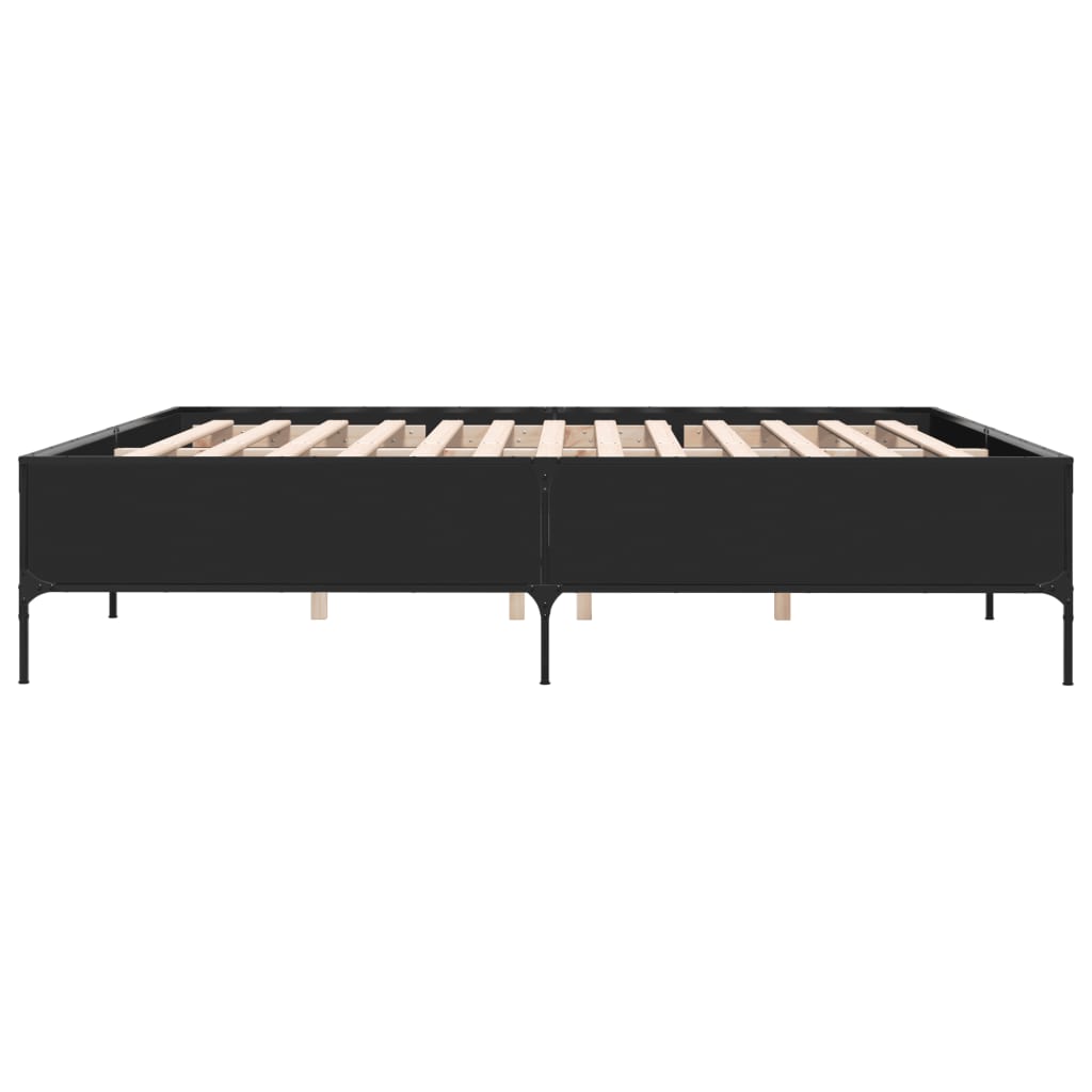 Giroletto Nero 180x200 cm in Legno Multistrato e Metallo | homemem39