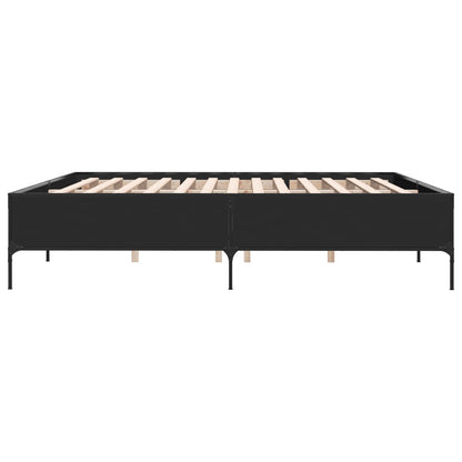 Giroletto Nero 180x200 cm in Legno Multistrato e Metallo | homemem39