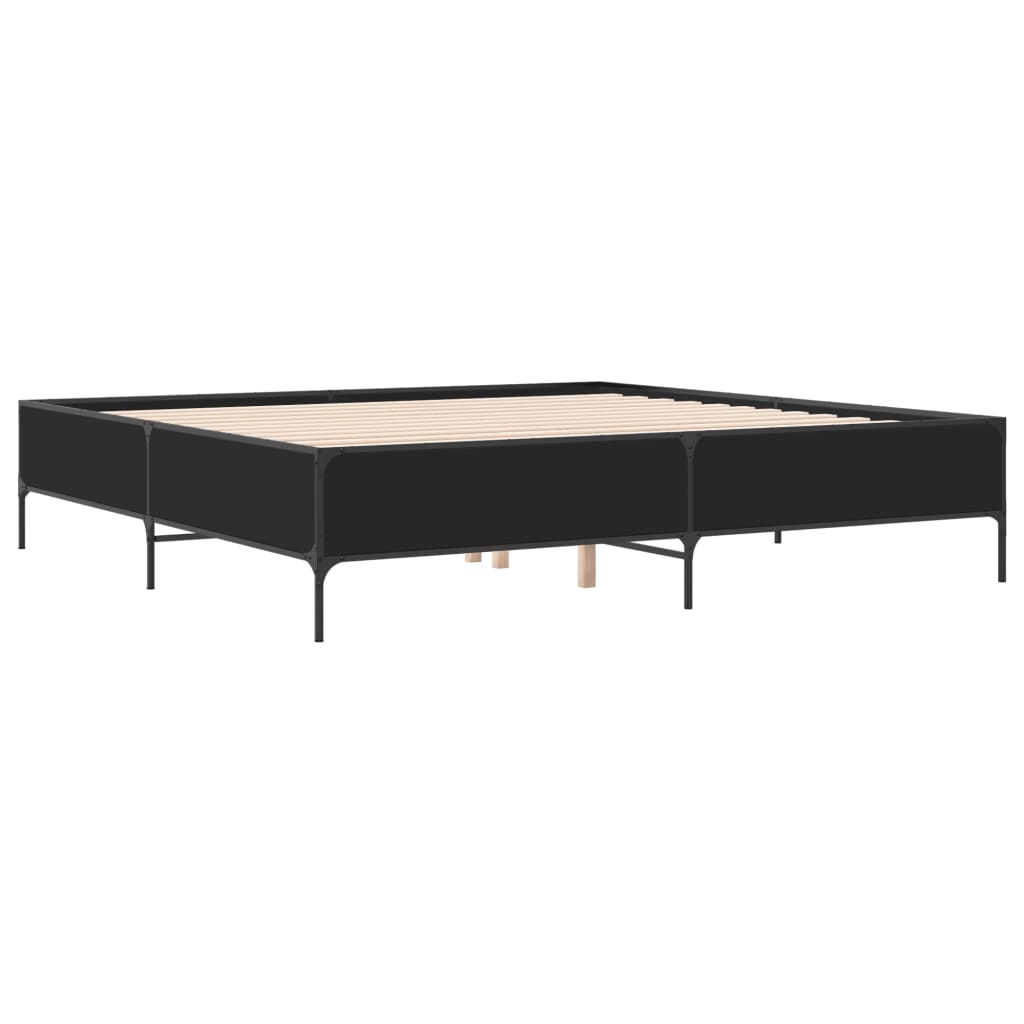 Giroletto Nero 180x200 cm in Legno Multistrato e Metallo | homemem39