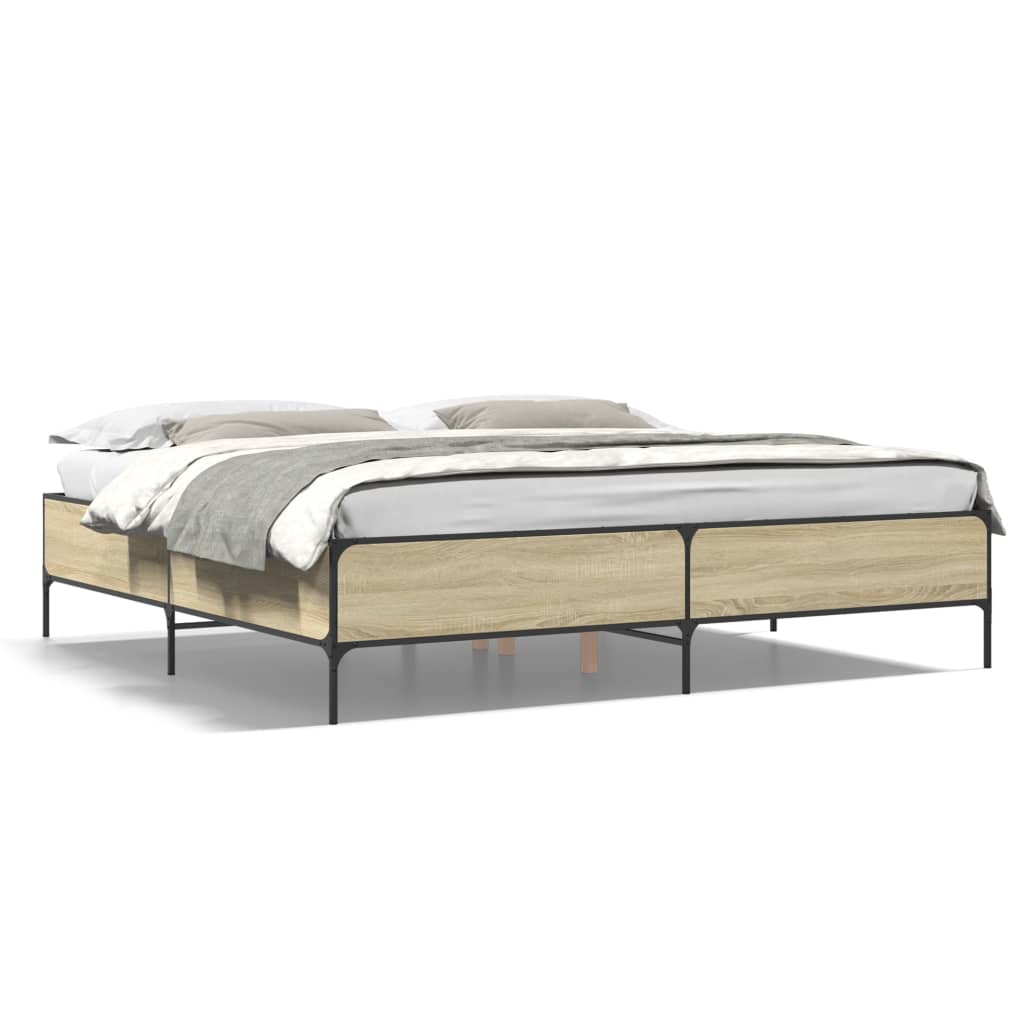 Giroletto Rovere Sonoma 180x200 cm in Legno Multistrato Metallo | homemem39