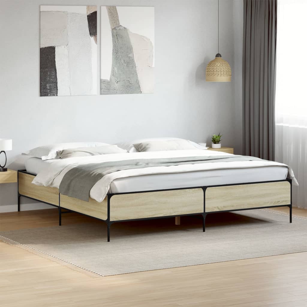 Giroletto Rovere Sonoma 180x200 cm in Legno Multistrato Metallo | homemem39