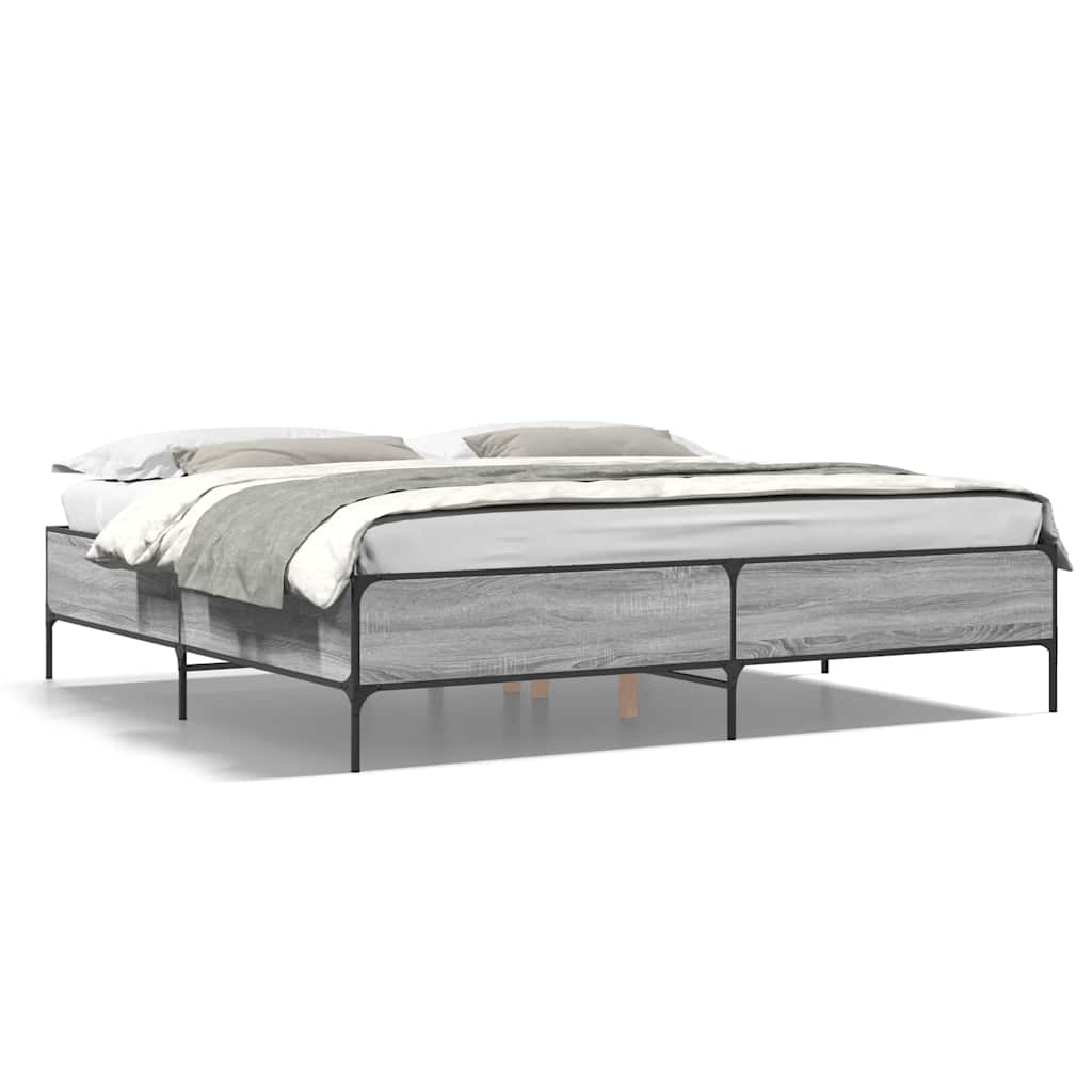Giroletto Grigio Sonoma 180x200 cm in Legno Multistrato Metallo | homemem39
