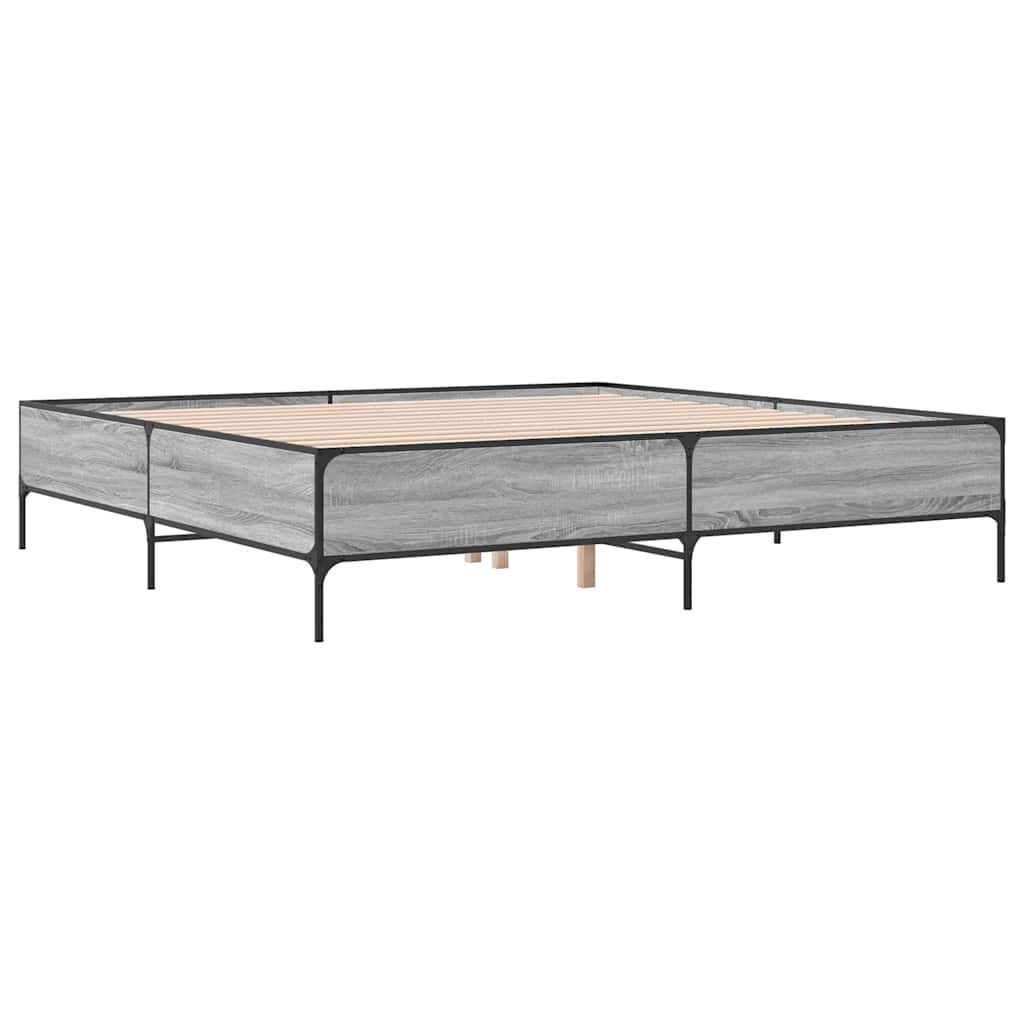 Giroletto Grigio Sonoma 180x200 cm in Legno Multistrato Metallo | homemem39