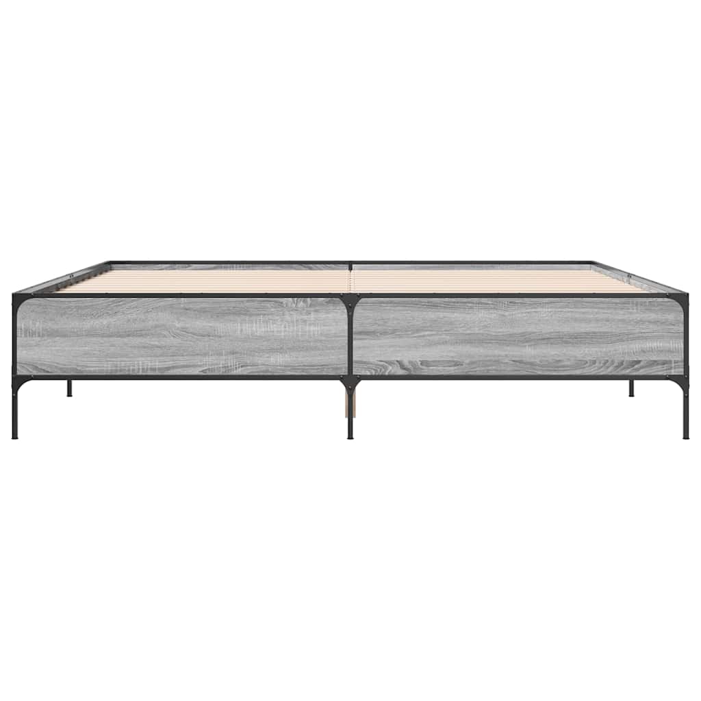 Giroletto Grigio Sonoma 180x200 cm in Legno Multistrato Metallo | homemem39
