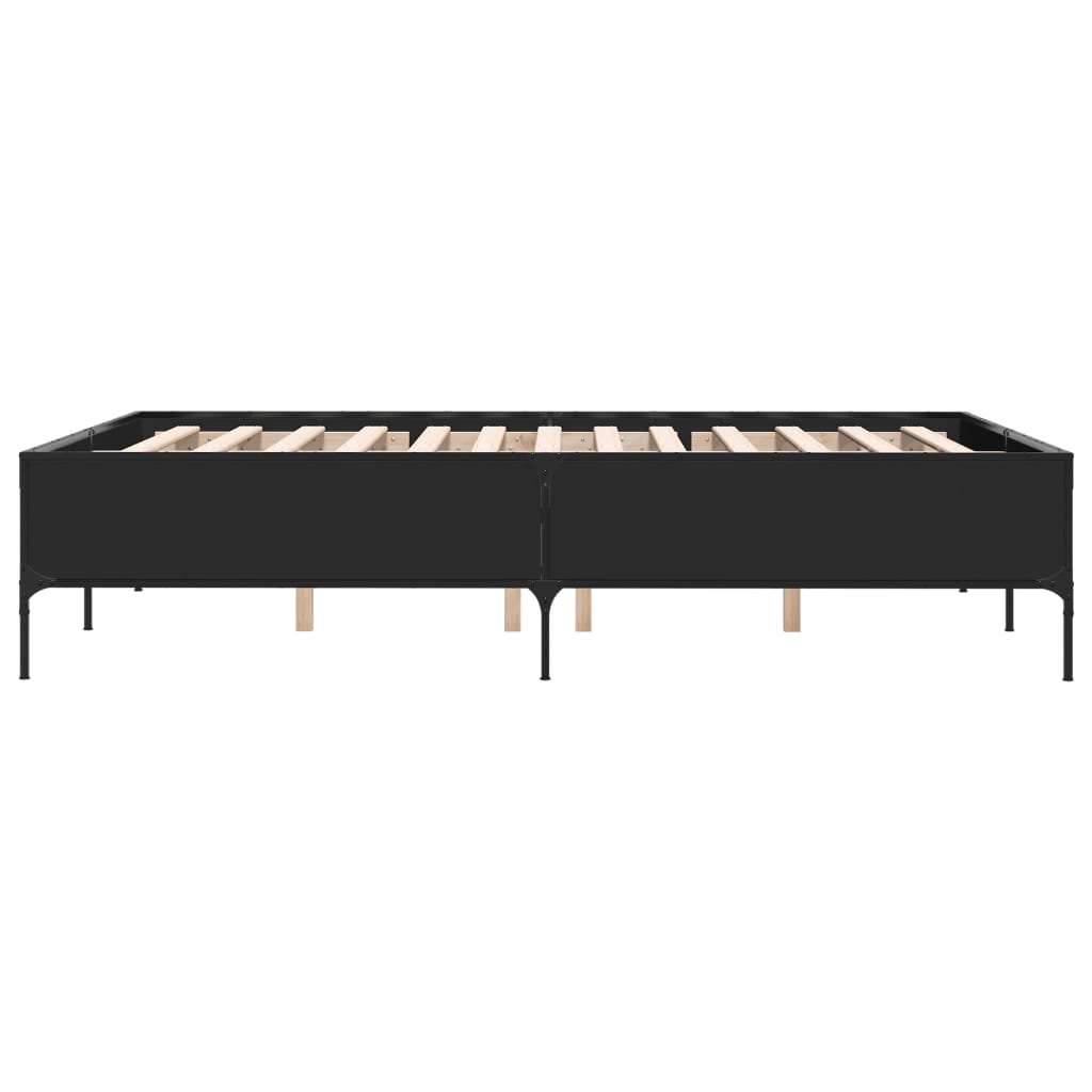 Giroletto Nero 150x200 cm in Legno Multistrato e Metallo