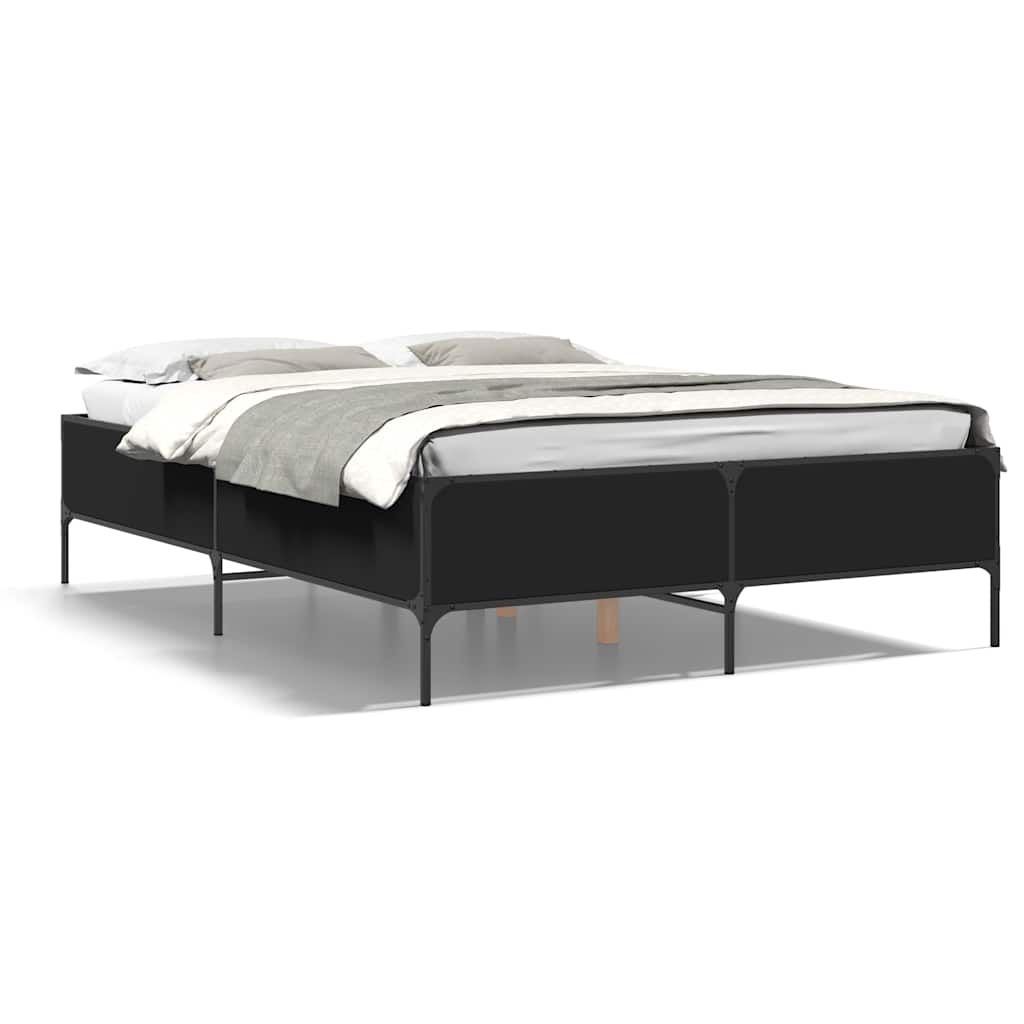 Giroletto Nero 120x200 cm in Legno Multistrato e Metallo | homemem39