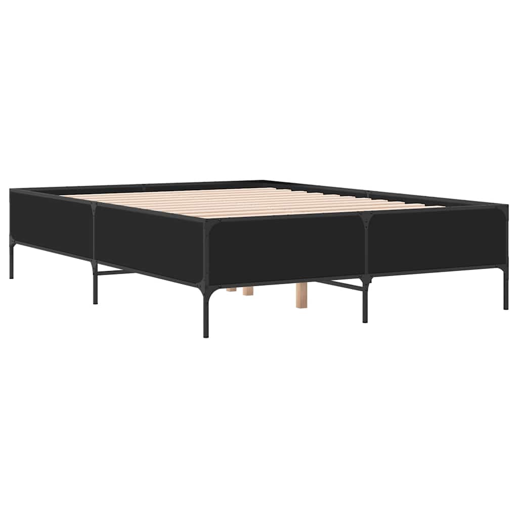 Giroletto Nero 120x200 cm in Legno Multistrato e Metallo | homemem39