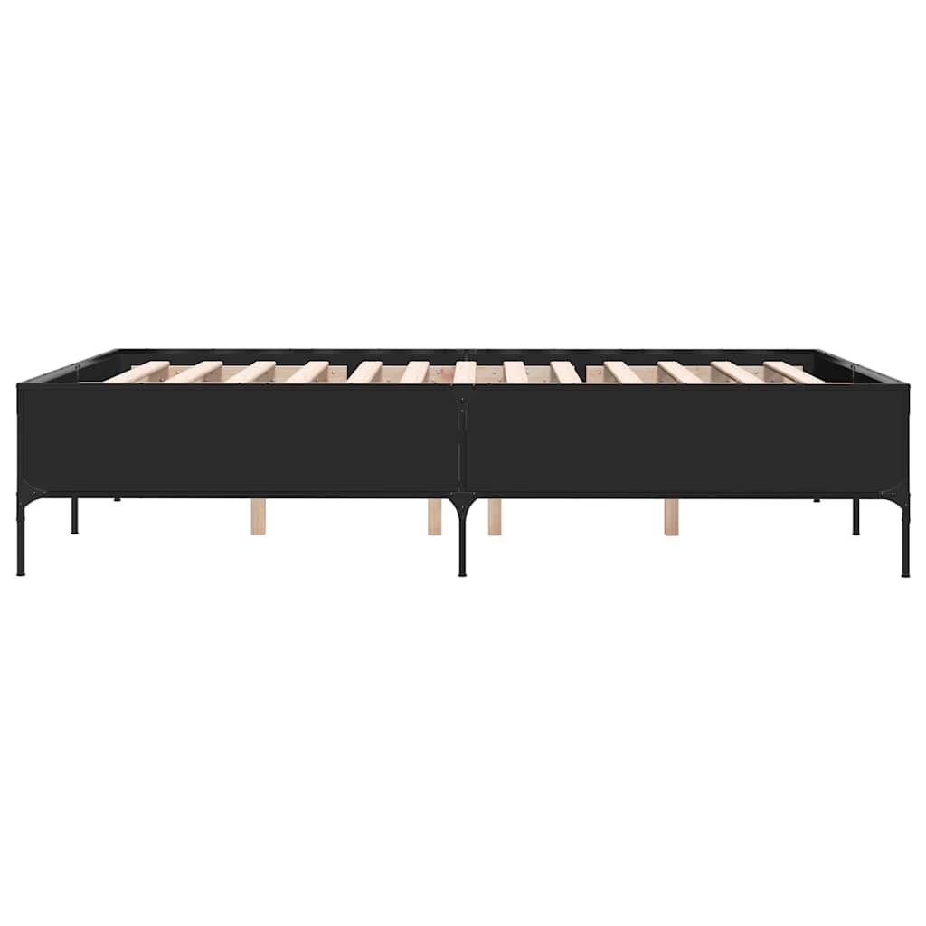 Giroletto Nero 120x200 cm in Legno Multistrato e Metallo | homemem39