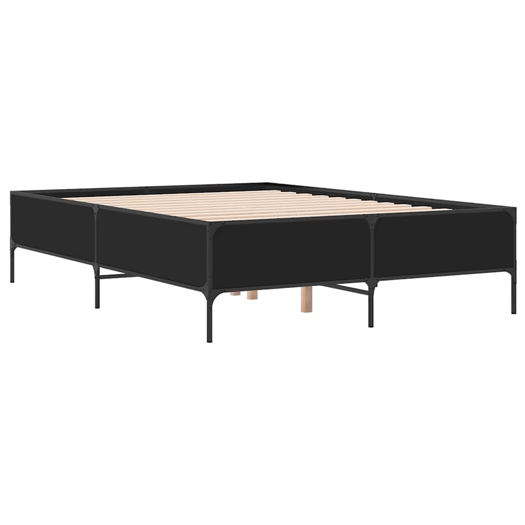 Giroletto Nero 120x200 cm in Legno Multistrato e Metallo | homemem39