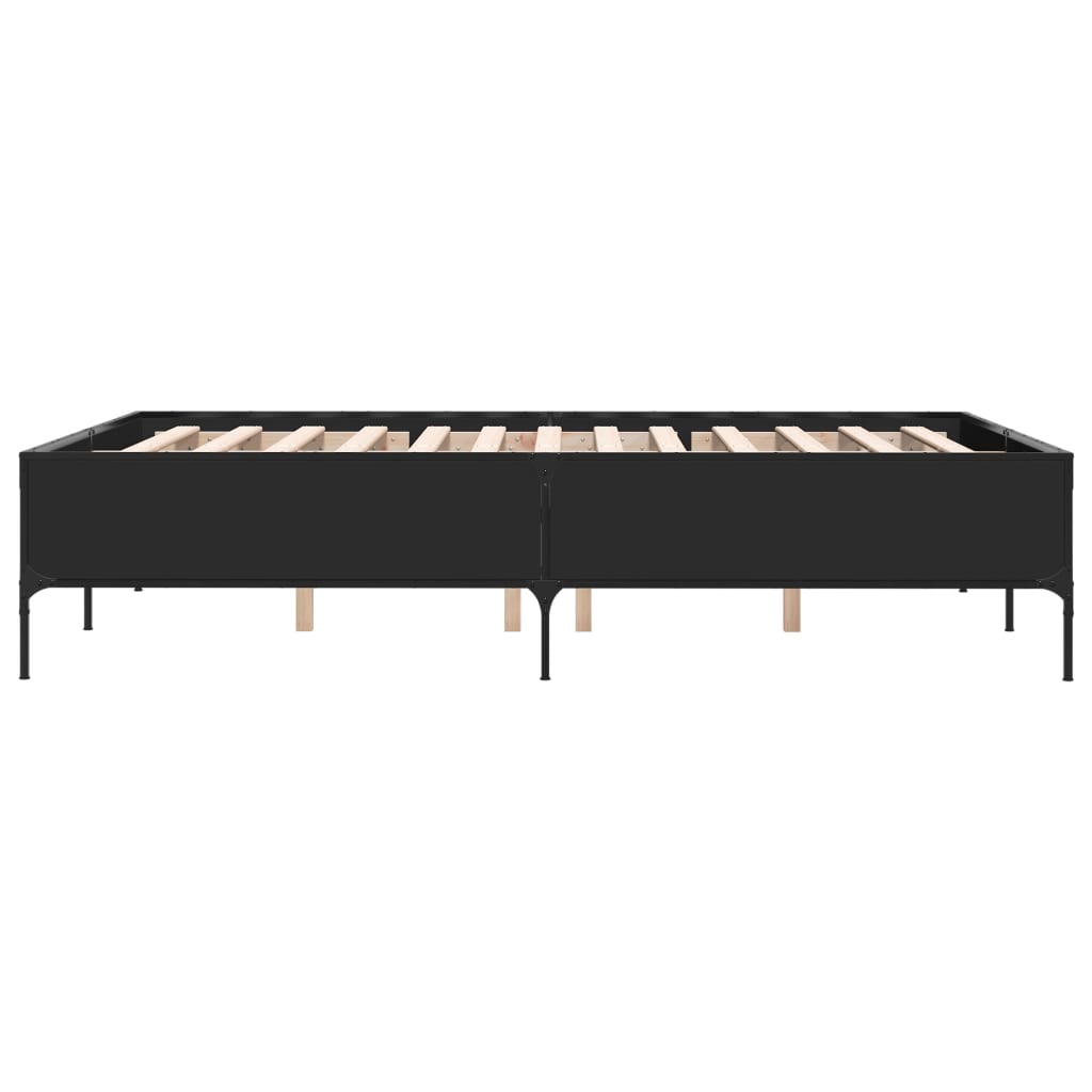 Giroletto Nero 135x190 cm in Legno Multistrato e Metallo