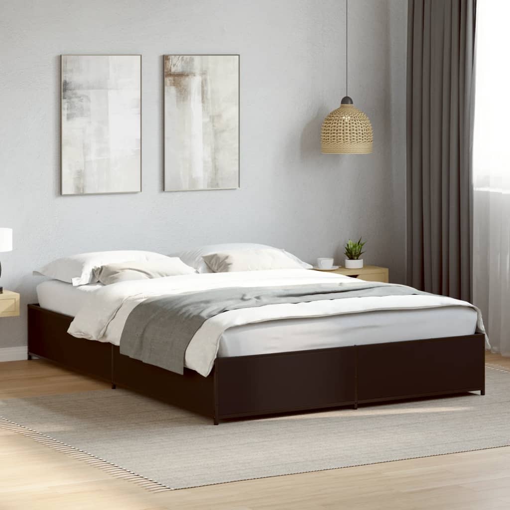 Giroletto Nero 140x200 cm in Legno Multistrato e Metallo | homemem39