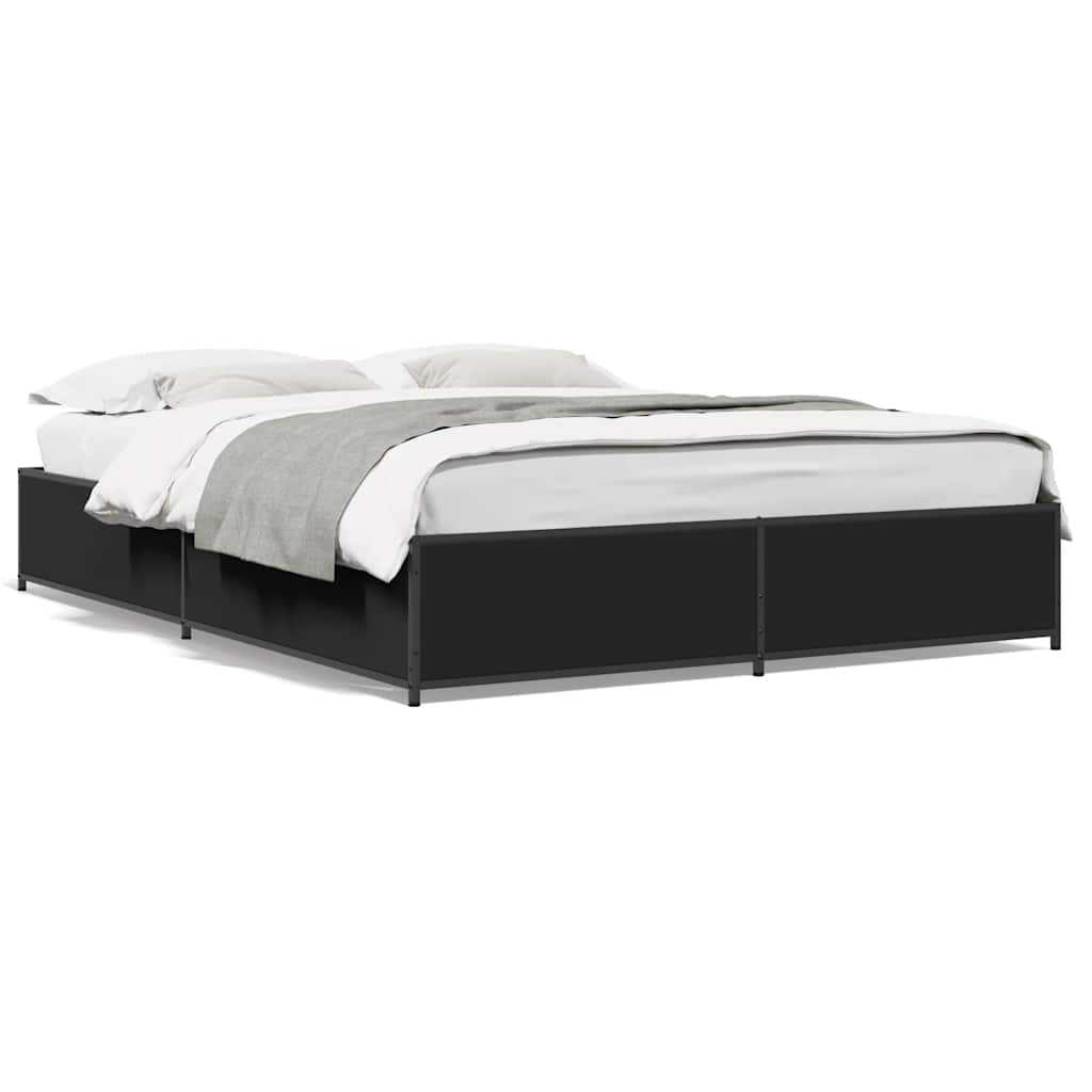 Giroletto Nero 120x190 cm in Legno Multistrato e Metallo | homemem39