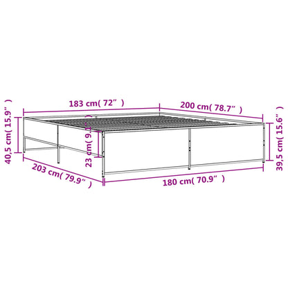 Giroletto Rovere Sonoma 180x200 cm in Legno Multistrato Metallo | homemem39
