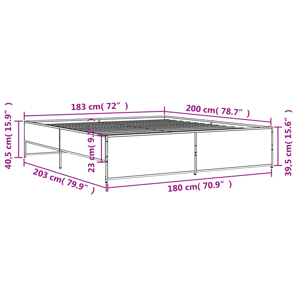 Giroletto Rovere Fumo 180x200 cm in Legno Multistrato Metallo | homemem39