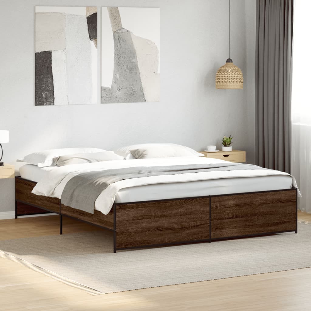 Giroletto Rovere Marrone 180x200cm in Legno Multistrato Metallo | homemem39