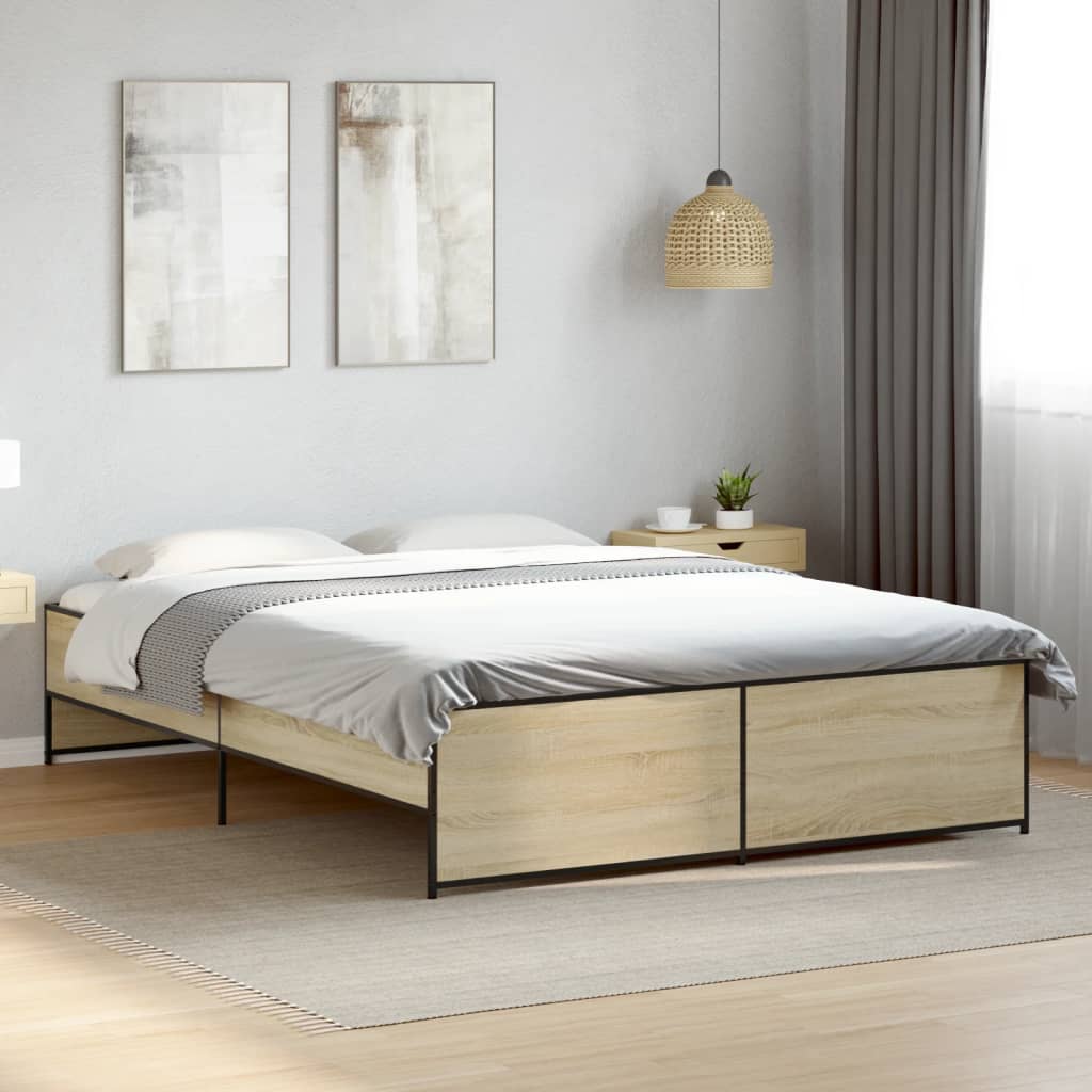 Giroletto Rovere Sonoma 160x200 cm in Legno Multistrato Metallo | homemem39