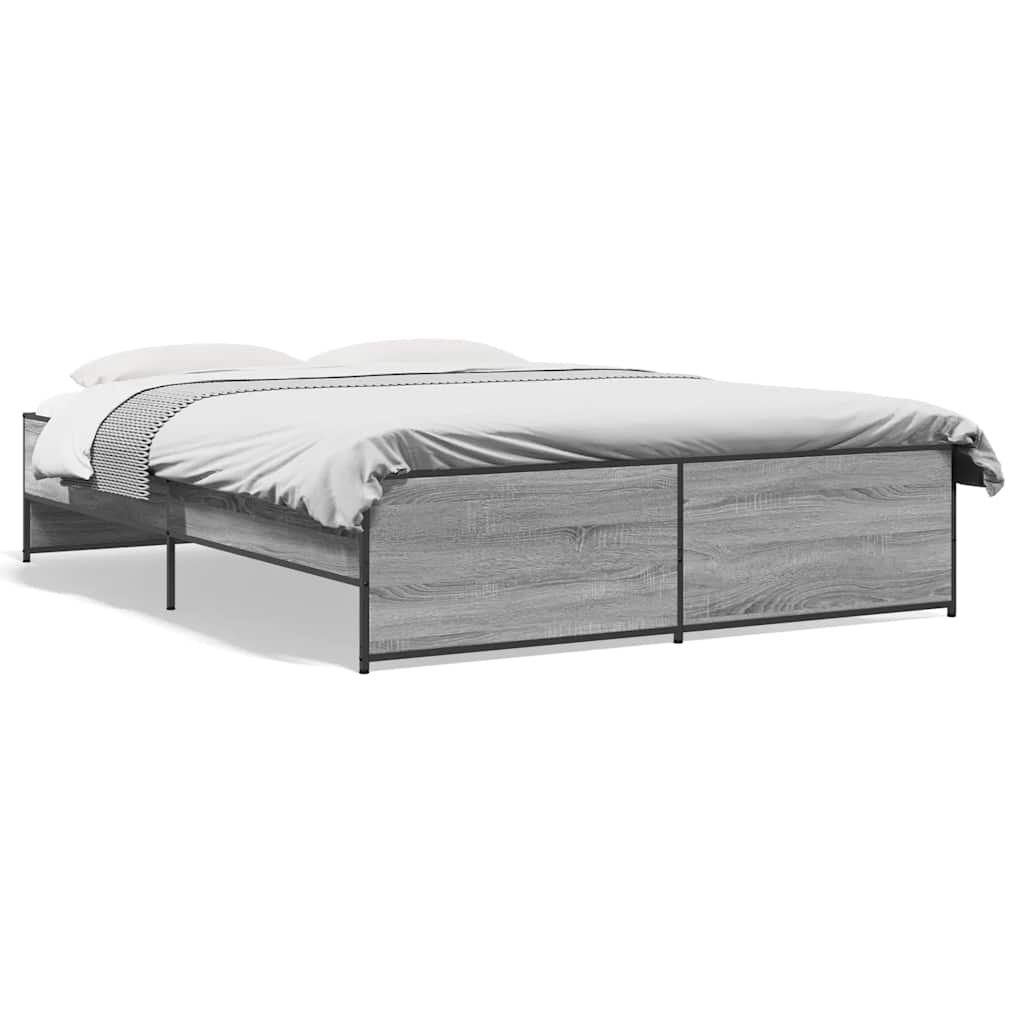 Giroletto Grigio Sonoma 160x200 cm in Legno Multistrato Metallo | homemem39