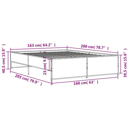 Giroletto Grigio Sonoma 160x200 cm in Legno Multistrato Metallo | homemem39