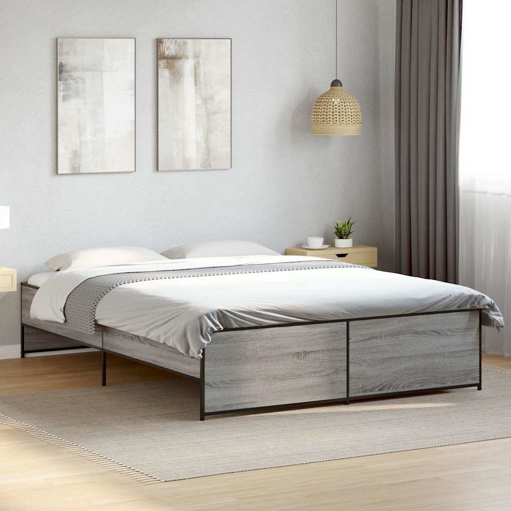 Giroletto Grigio Sonoma 160x200 cm in Legno Multistrato Metallo | homemem39