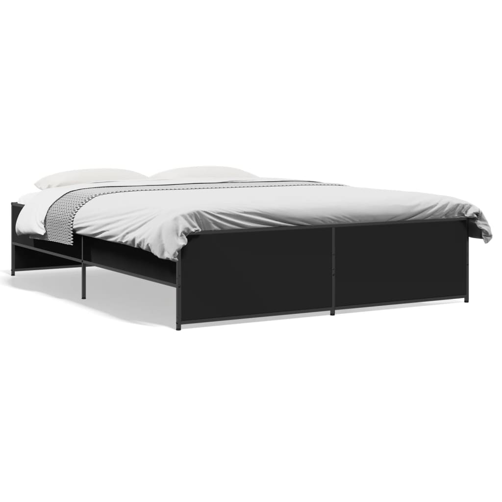 Giroletto Nero 150x200 cm in Legno Multistrato e Metallo | homemem39