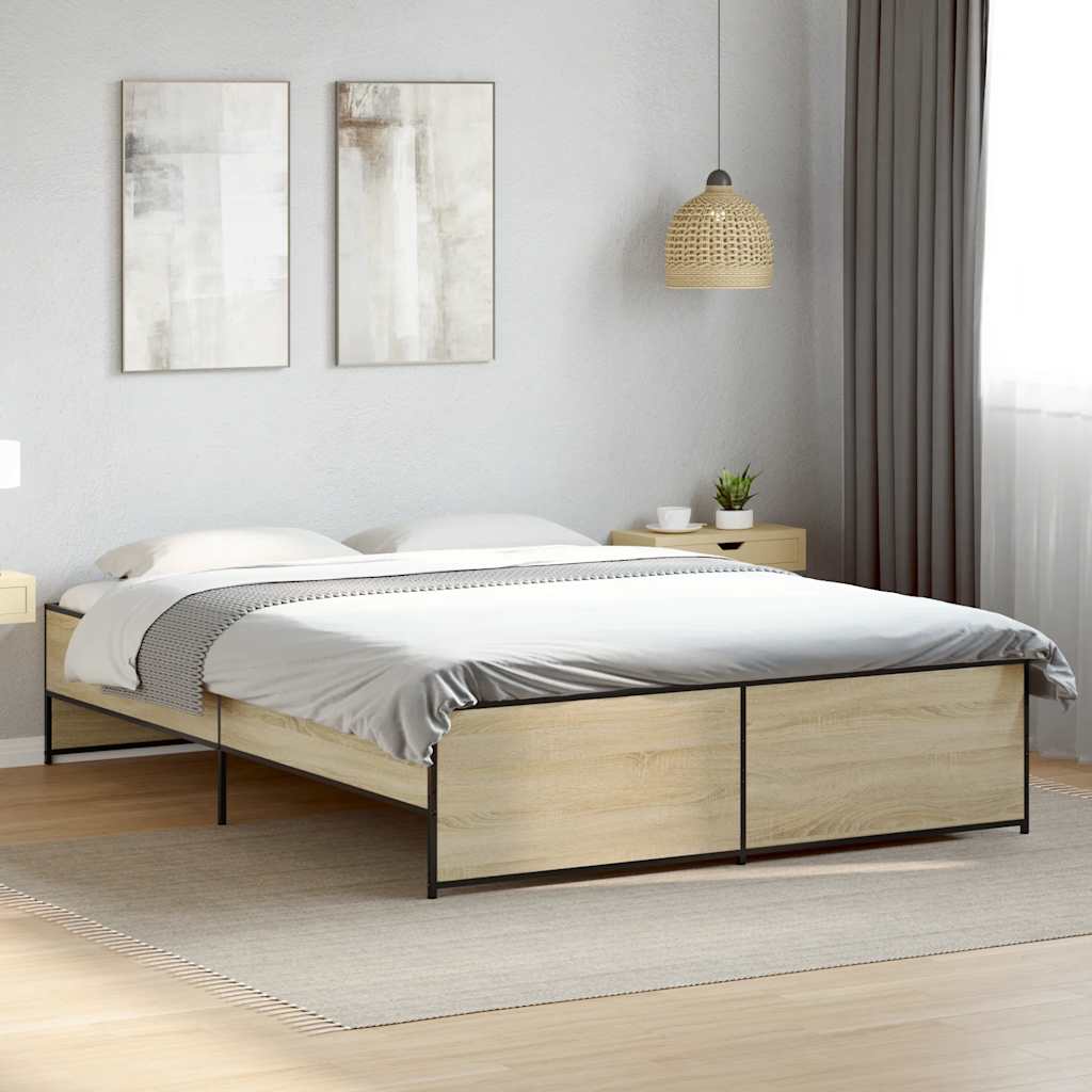 Giroletto Rovere Sonoma 150x200 cm in Legno Multistrato Metallo | homemem39